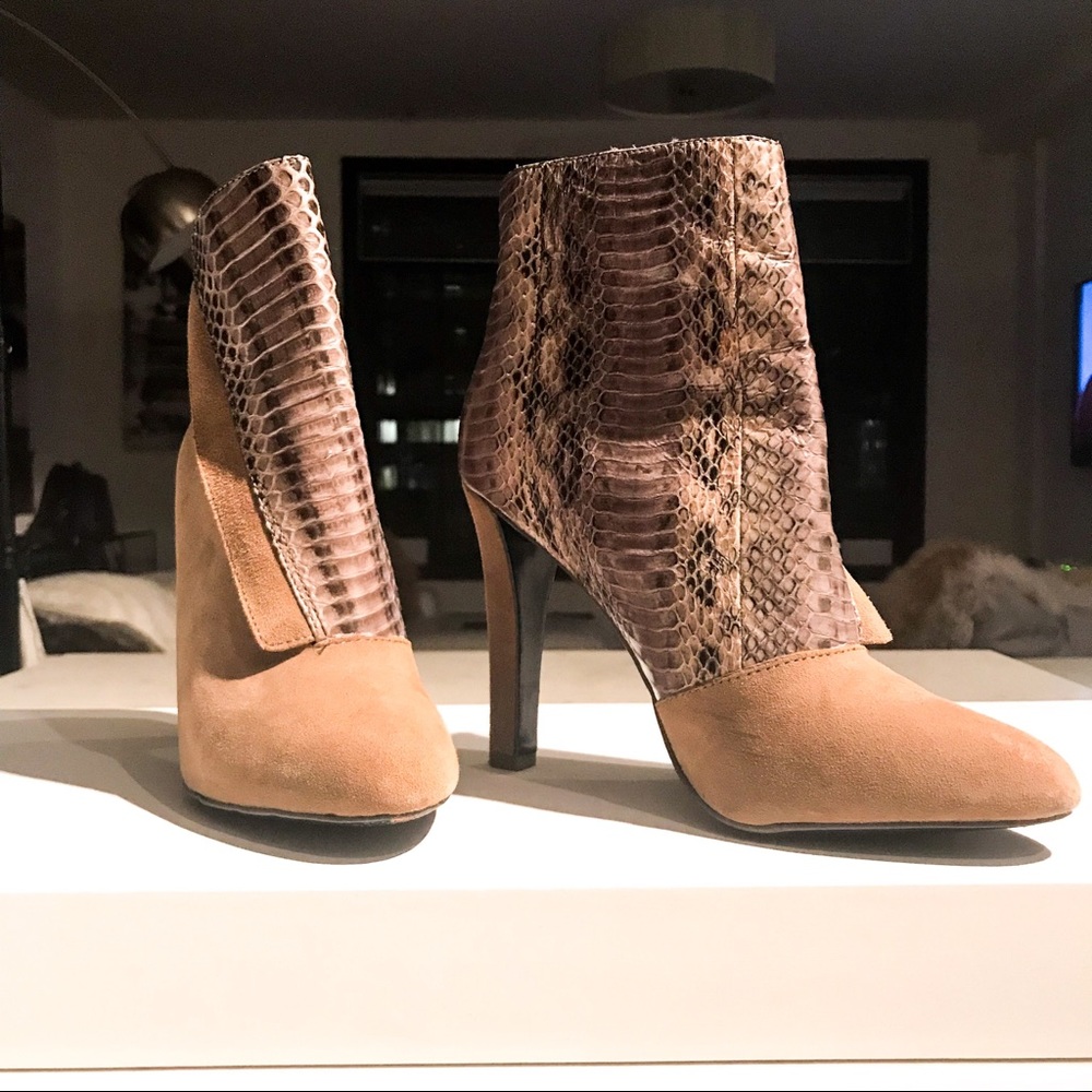 Rebecca Minkoff Suede & Snakeskin Ankle Boots - Picture 4 of 8